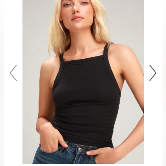 Free People Tops - Free People High Neck/Low Back ribbed black tank top
